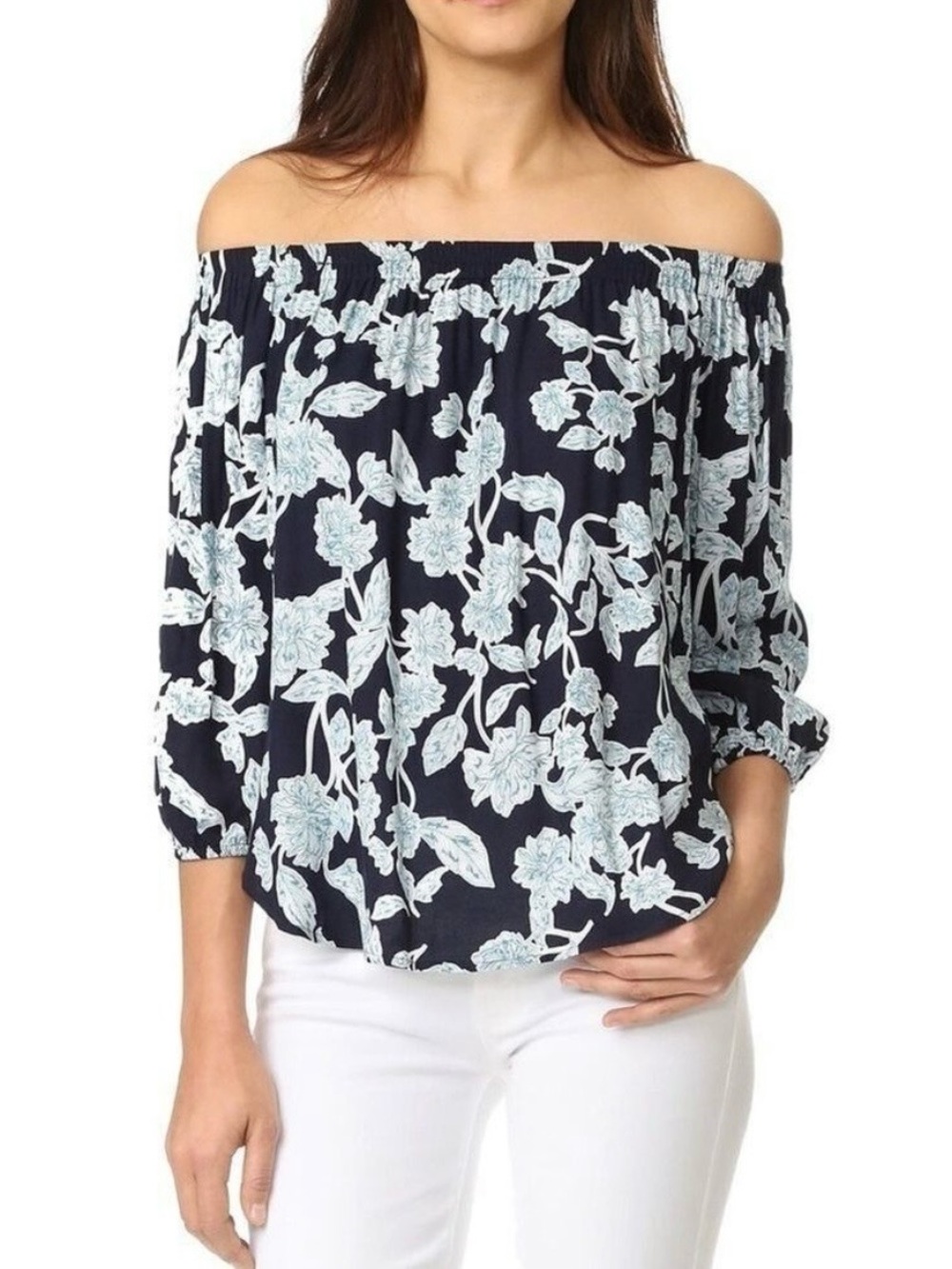 Splendid Etched Floral Off The Shoulder Top